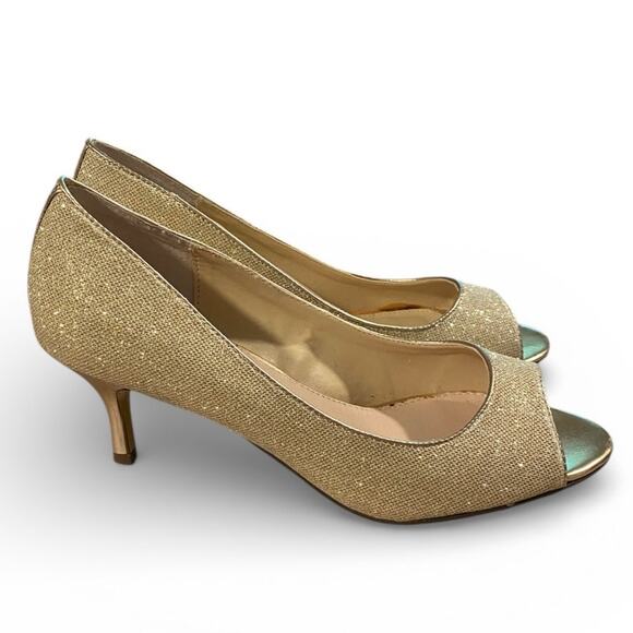 I. Miller Formal Dress Pumps Women's 8M Gold Trim Shimmer Wedding Prom Holiday - Picture 2 of 9